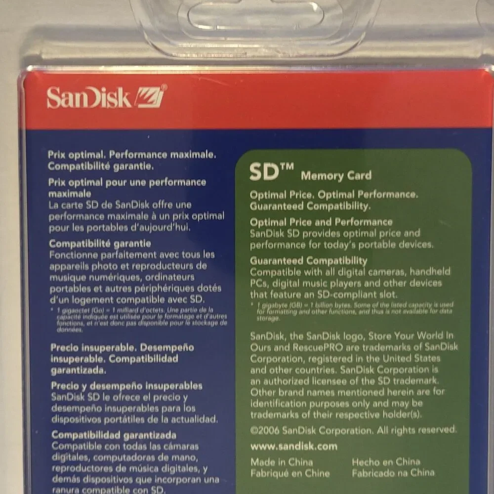 SanDisk SD Card 1 GB Multi-Use Secure NEW Unopened Sealed Digital Storage
